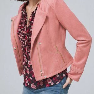 NWT WHBM Faux Suede Moto Jacket Enchantress Pink Medium